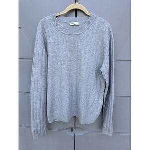 SANDRO Jumper Mens Large Pullover Sweater Wool Cashmere Crew Neck Knitted Gray